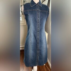 Vintage 90s Nevada Denim Snap Front Dress Size 9 | Western Boho Mini